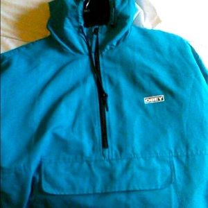 Blue obey windbreaker (middle pocket)